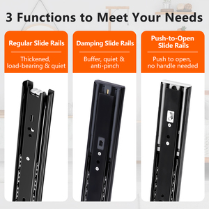 YENUO - Juego de <span class=keywords><strong>5</strong></span> Correderas para Cajones de Extensión Completa, Montaje Lateral con Rodamientos de Bolas, de 4 a 24 Pulgadas, Carga de 45 kg, Rieles de Metal Resistentes, Color Negro - Product Image 5
