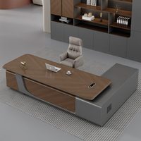 Ensemble de bureau de direction moderne minimaliste en forme de L, table de patron avec armoire latérale pour bureau de direction