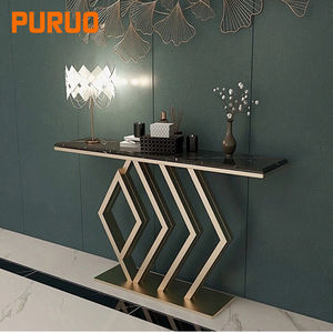 Tavolo Console <span class=keywords><strong>di</strong></span> Lusso in Marmo Nero con Texture Dorata, Design Moderno per <span class=keywords><strong>Casa</strong></span>, Hotel, Corridoio, Soggiorno, Ingresso - Product Image 4