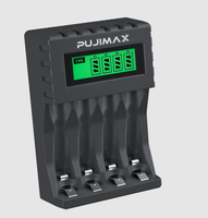 Chargeur de batterie AAA rechargeable PUJIMAX 1,2 V, 4 emplacements, chargeur de batterie AA intelligent avec écran LCD, chargeur de batterie pour outils NiMH NiCd pour 1,2 V 2A 3A
