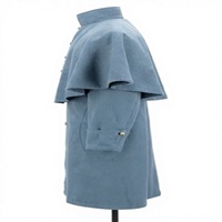 Manteau long en laine bleu clair pour homme, simple boutonnage, col montant, uniforme historique, imperméable et réversible