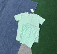 Conjunto Deportivo de 2 Piezas para Hombre, Camiseta de Secado Rápido con Rayas Azul Claro y Pantalones Cortos Deportivos Negros con Rayas Reflectantes