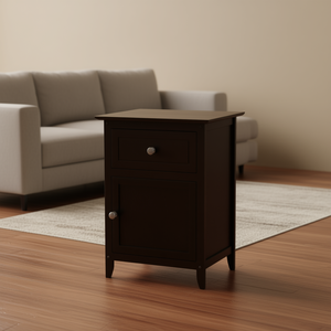 Table d'appoint Eugene Espresso avec 1 tiroir et 1 porte de rangement pour salon - Product Image 2