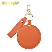 Miroir de poche compact en cuir PU personnalisé, rond, 8 cm, miroir de maquillage pliable, petit miroir de voyage, cadeau de beauté, fabricant