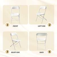 Chaise pliante portable en résine blanche avec structure métallique empilable pour événements intérieurs et extérieurs, mariages et salons – Vente en gros