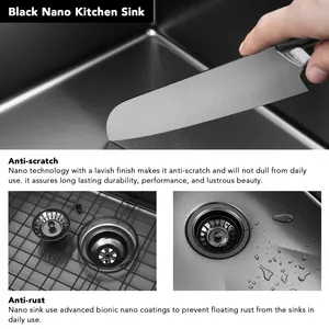 USA Standard CUPC Certificate Double Bowl Handmade Stainless Steel Nano Kitchen Sink