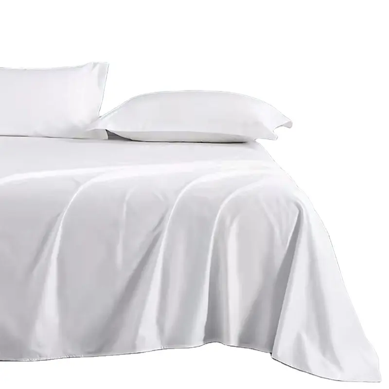 Drap plat en microfibre brossé blanc doux et respirant pour hôtel/hôpital