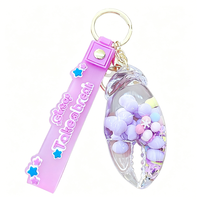 En gros, Pendentif porte-clés bateau à voile bleu à paillettes liquides, rempli d'huile, pour sac à dos, clés de voiture, cadeau