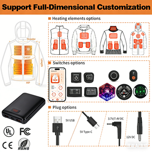 جاكيت تزلج نسائي مخصص للشتاء، مبطن، مطرز، بسحاب، مدفأ بالبطارية، كهربائي دافئ، مقاوم للرياح والماء، بغطاء رأس قابل للفصل - Product Image 2