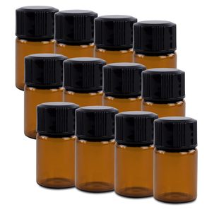 Frascos de plástico para muestras de laboratorio con tapa, de 1ml, 2ml, 5ml, color marrón ámbar, redondos, vacíos, para cosméticos, crema facial, loción, perfume, aceite esencial - Product Image 1