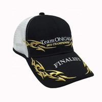 Gorra de camionero de diseño personalizado, gorra de algodón y poliéster con bordado 3D en blanco y negro, con 6 paneles para motores deportivos