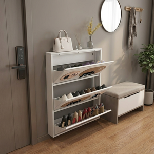 Meuble à chaussures moderne avec motif chat, rangement fin pour entrée, étagère à chaussures en acier pour salon et usage domestique - Product Image 1