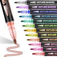 36 colores pintura doble línea contorno pluma resaltador Color pluma conjunto contorno marcadores