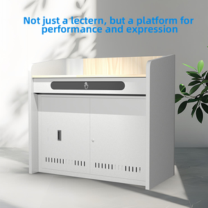 Podium intelligent pour enseignants avec tiroirs push-to-open et armoires de rangement pour équipement éducatif en classe - Product Image 3