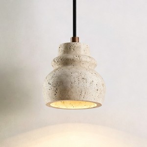 Luminaire suspendu en travertin jaune naturel, style Wabi Sabi, chambre à coucher, chevet, salle à manger, bar - Product Image 2