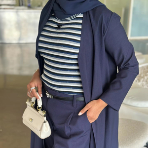 Loriya di alta qualità di lusso Abaya vestito elegante per le donne turco islamico modesto usura con <span class=keywords><strong>pantaloni</strong></span> in poliestere per l'autunno - Product Image 1