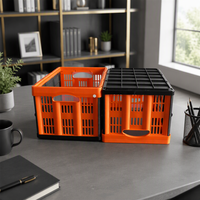 Boîte de rangement pliable pour épicerie, en plastique transparent, pliable, bac de rangement domestique empilable, bac de rangement pour cuisine, bac de rangement pour courses, OEM