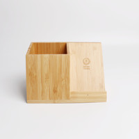 Station de recharge sans fil rapide 15W en bambou écologique, support de téléphone et porte-stylo 2-en-1, personnalisable avec logo, cadeau d'affaires