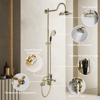 Ensemble de douche mural en laiton au design classique, robinet de douche de salle de bain en bronze antique traditionnel avec jet doux