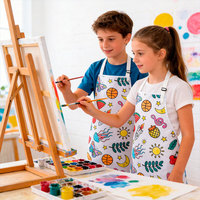 Tablier en polyester imperméable fait main à colorier soi-même pour enfants - Cadeau idéal pour la maternelle, la salle d'art et le graffiti - Lavable en machine