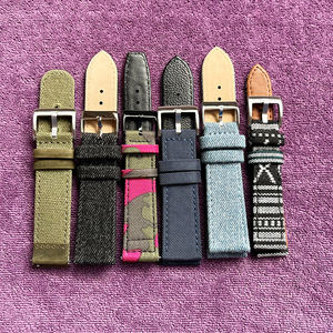 Correa de <span class=keywords><strong>reloj</strong></span> inteligente fina cambiable personalizada, correas de <span class=keywords><strong>reloj</strong></span> de cuero de tela de Tweed, bandas de repuesto de 20mm y 22mm, correas de <span class=keywords><strong>reloj</strong></span> de lona - Product Image 6