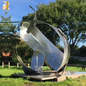 Tượng Điêu Khắc Lông Vũ Bằng Thép Không Gỉ, Đồ Trang Trí Sân Vườn Ngoài Trời Cỡ Lớn - Product Image 5