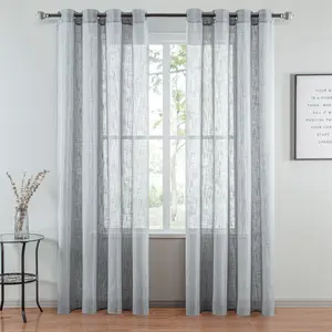 Cortinas transparentes de tul de lino liso para ventana, decoración japonesa para sala de estar y cocina