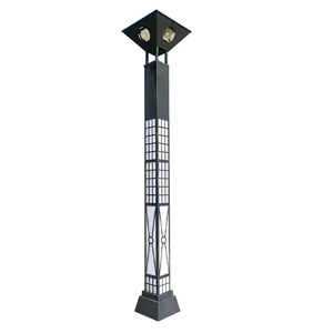 Lampadaire de jardin extérieur en métal avec abat-jour en verre LED, lumière blanc chaud doux 2700K, IP66, non-démontable, AC 220V, capteur de mouvement, alimenté par énergie solaire - Product Image 1