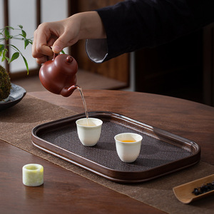 Plateau à thé rectangulaire en bois de bambou, plateau de service pour accessoires de cérémonie du thé, origine Dehua, qualité supérieure - Product Image 1