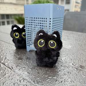 Оптовая продажа милый черный котенок плюшевая кукла с большими глазами Черный кот пищащий мягкая игрушка - Product Image 3