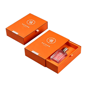 Luxury Matte Blue Slide Drawer Perfume <b>Gift</b> <b>Box</b> With <b>Pink</b> Interior & Ribbon Puller - Product Image 1