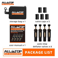 Kit Katup Penguras Ban Otomatis ALL-TOP yang Dapat Disesuaikan (10-30 PSI) 8 Buah Alat Pengurang Tekanan Udara Ban Model Sekrup untuk Offroad 4x4