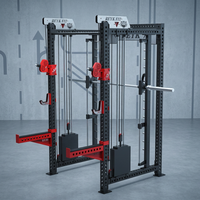 REYK Cage de musculation commerciale, Machine Smith, Appareil d'entraînement multifonctionnel, Équipement de force pour salle de sport, Système à double poulie, Rack réglable
