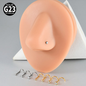 <span class=keywords><strong>Piercing</strong></span> de Nariz de <span class=keywords><strong>Titanio</strong></span> F136 G23, Estilo Barra Simple de 5 Formas, Joyería de Moda para el Cuerpo, Regalo de Boda - Product Image 2