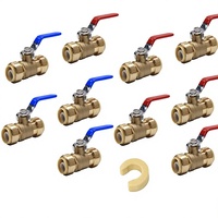 (Pack de 10) Vanne à boisseau sphérique à raccord rapide 3/4 pouce à passage plein 100 psi pour eau chaude/froide avec outil de déconnexion par clip Certifié UPC PF-VALVE011 Fabriqué en Chine