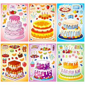 Hojas de pegatinas de dibujos animados para pasteles, calcomanías de papel adhesivas para decoración navideña, manualidades DIY para niños, suministros divertidos para fiestas de cumpleaños - Product Image 3