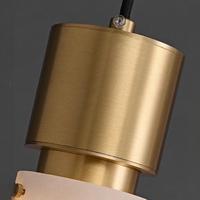 Suspension LED cylindrique en albâtre espagnol naturel avec abat-jour en cuivre, hauteur réglable, intensité variable, anti-éblouissement pour chambre et hôtel