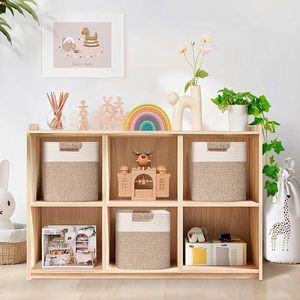 <span class=keywords><strong>Cestas</strong></span> de Almacenamiento Cúbicas Hechas a Mano, Paquete de 3, <span class=keywords><strong>Cestas</strong></span> Tejidas de Cuerda de Algodón de 13 Pulgadas para Sala de Estar con Asas - Product Image 3