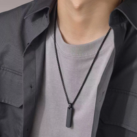 Collier pendentif simple en acier inoxydable plaqué noir, long, géométrique, pour homme, accessoire de mode
