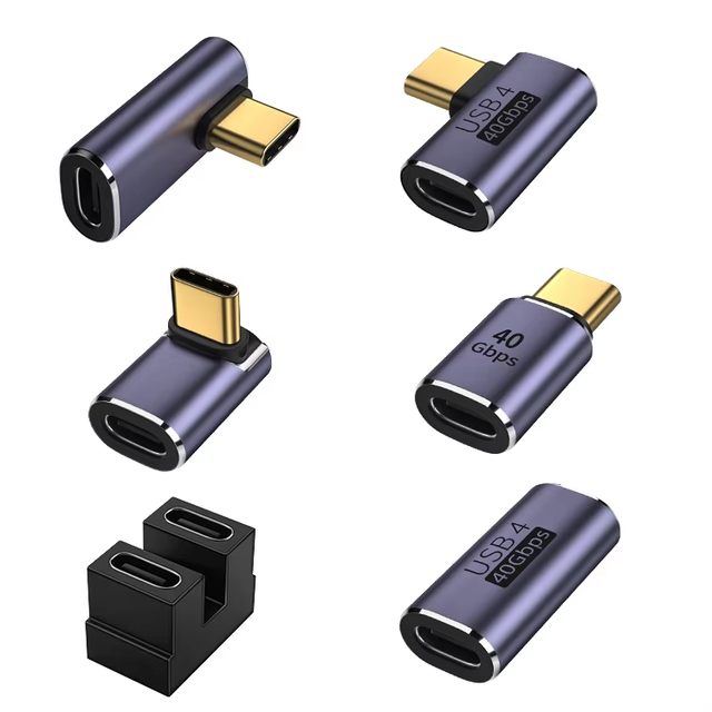 USB C Adapter 90 Degree Left Angle USB4 Type C Male Female Extender 100W Fast Charging Converter 40Gbps OTG Laptop Brand New
