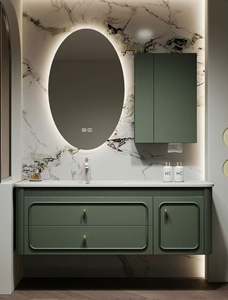 Romantic European Retro Style Anti Waterproof Lacquer Finish <b>Light</b> Luxury Floor Mounted Vanity <b>Bathroom</b> <b>Cabinets</b> for Apartment - Product Image 6