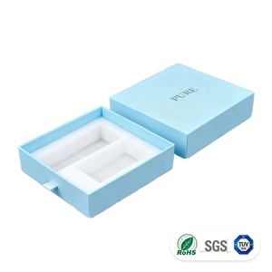 Custom Luxury Matte Blue Rigid Paper Drawer Gift <b>Box</b> with Foam Insert OEM Jewelry Cosmetic Packaging Custom Logo - Product Image 1
