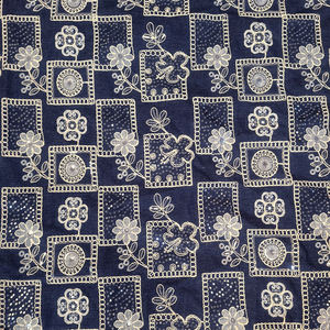 Tissu en denim 100% coton NAIS, dernier modèle, doux, noir, marine, <span class=keywords><strong>blanc</strong></span>, motif de petites fleurs brodées, pour robes de mariage et de fête - Product Image 4