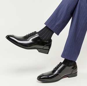 Zapatos Oxford de Vestir para Hombre, Estilo Británico Vintage, de Charol Brillante, con Punta Cuadrada Tallada, Sin Cordones, Impermeables, con Aumento de Altura - Product Image 3