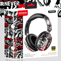 Casque sans fil BT500 pour peinture, casque de jeu graffiti, casque stéréo supra-auriculaire, casque BT avec micro LED