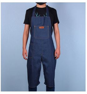 Delantal de trabajo portátil personalizable de mezclilla sin mangas, antimanchas, con pierna dividida, duradero, lavable, kit de ropa de trabajo para cocina - Product Image 1