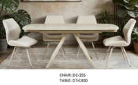 Table à manger extensible multifonctionnelle moderne avec plateau en MDF et pieds en métal avec revêtement en poudre