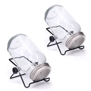 2 Sets Seed Sprouter Germination Cover Kit Sprouting Mason Jars with Stainless Steel Strainer Lids Stand