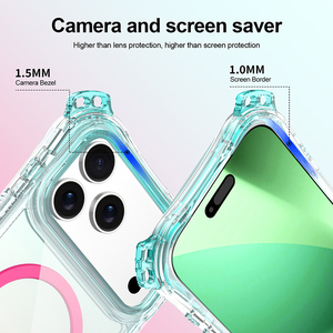 <span class=keywords><strong>Coque</strong></span> hybride anti-chute aux couleurs dégradées arc-en-ciel pour <span class=keywords><strong>iPhone</strong></span> 17 Pro Max 16 15 Plus 14 avec trou pour dragonne - Product Image 5