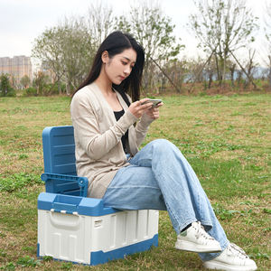 Organizador de 60l grande dobrável caixa de utilidade empilhável, de plástico, dobrável, para acampamento, cadeira deformável com cabo de tampas - Product Image 3